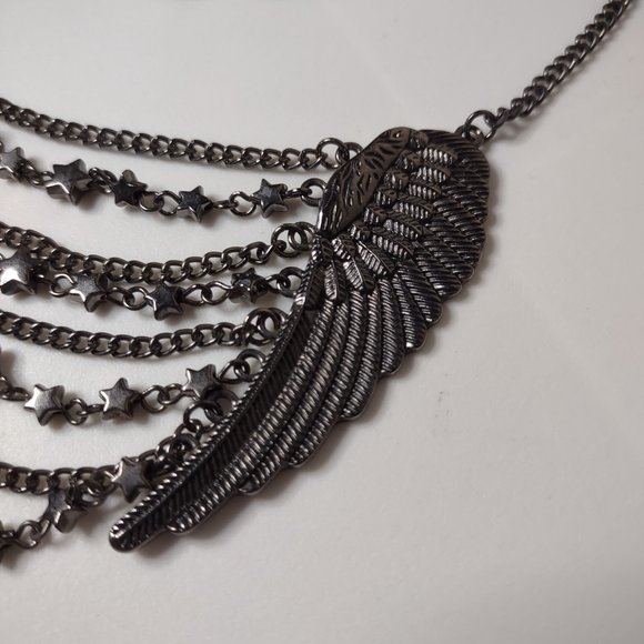 Dark Wings And Stars Necklace Adjustable 21 To 23 Inches Long - Picture 5 of 10